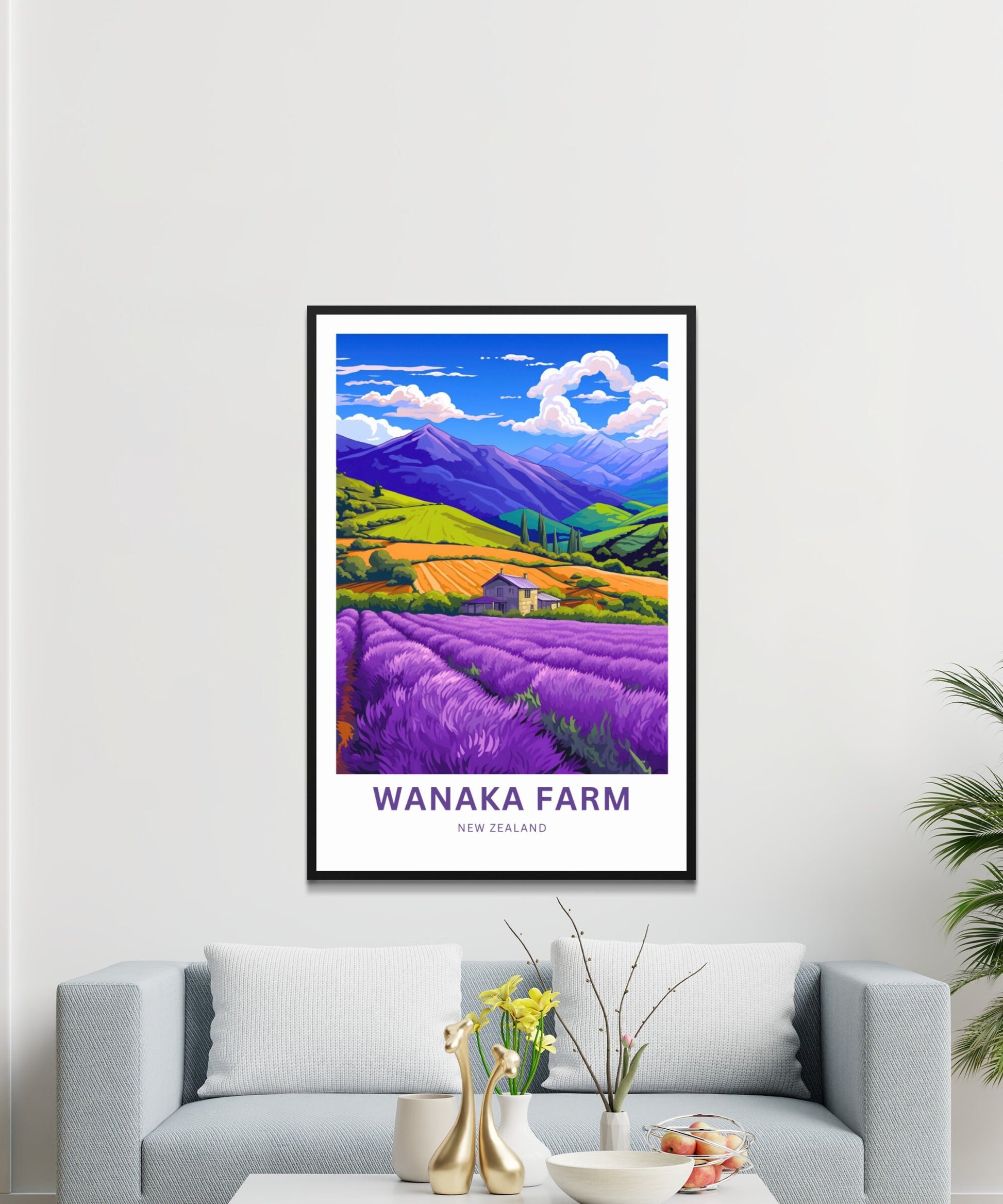 Wanaka Farm Travel Print - Wanaka Farm poster, New Zealand Wall Art, Framed present, Gift New Zealand Present - TravelTreasureCo