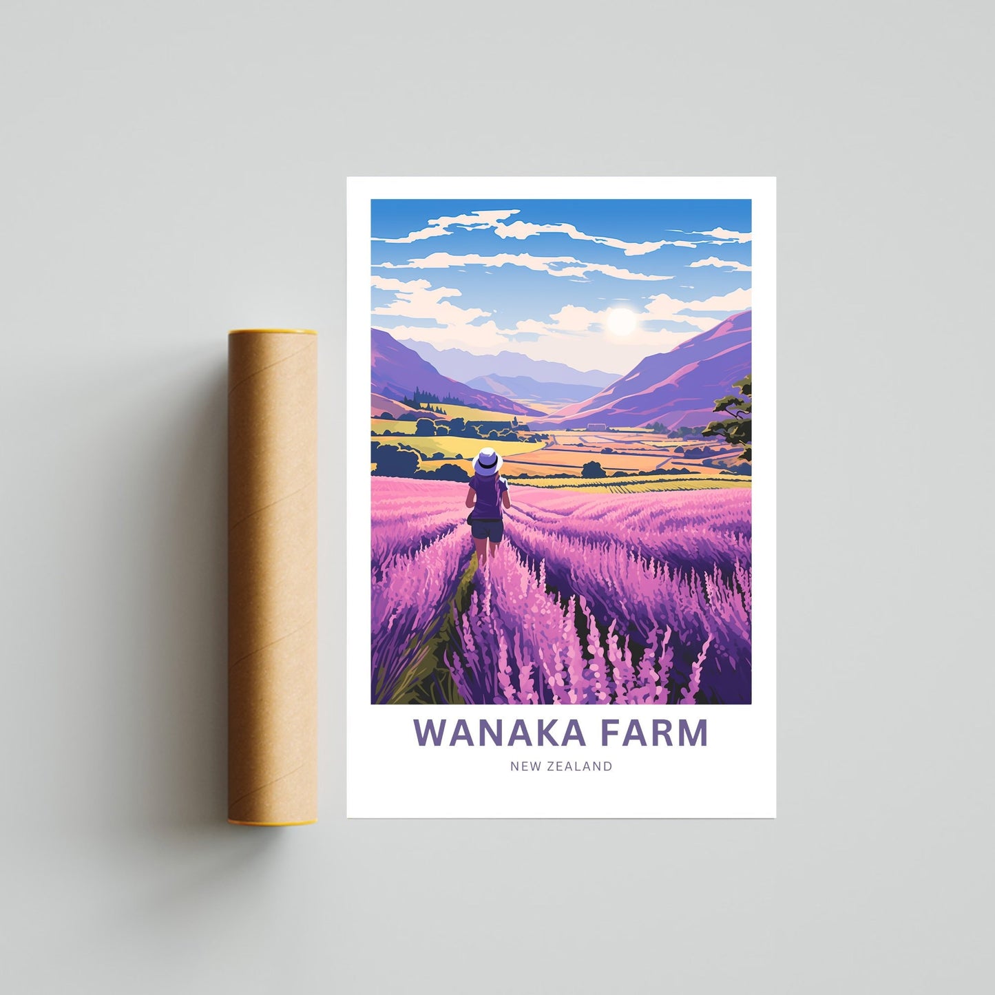 Wanaka Farm Travel Print - Wanaka Farm poster, New Zealand Wall Art, Framed present, Gift New Zealand Present - TravelTreasureCo