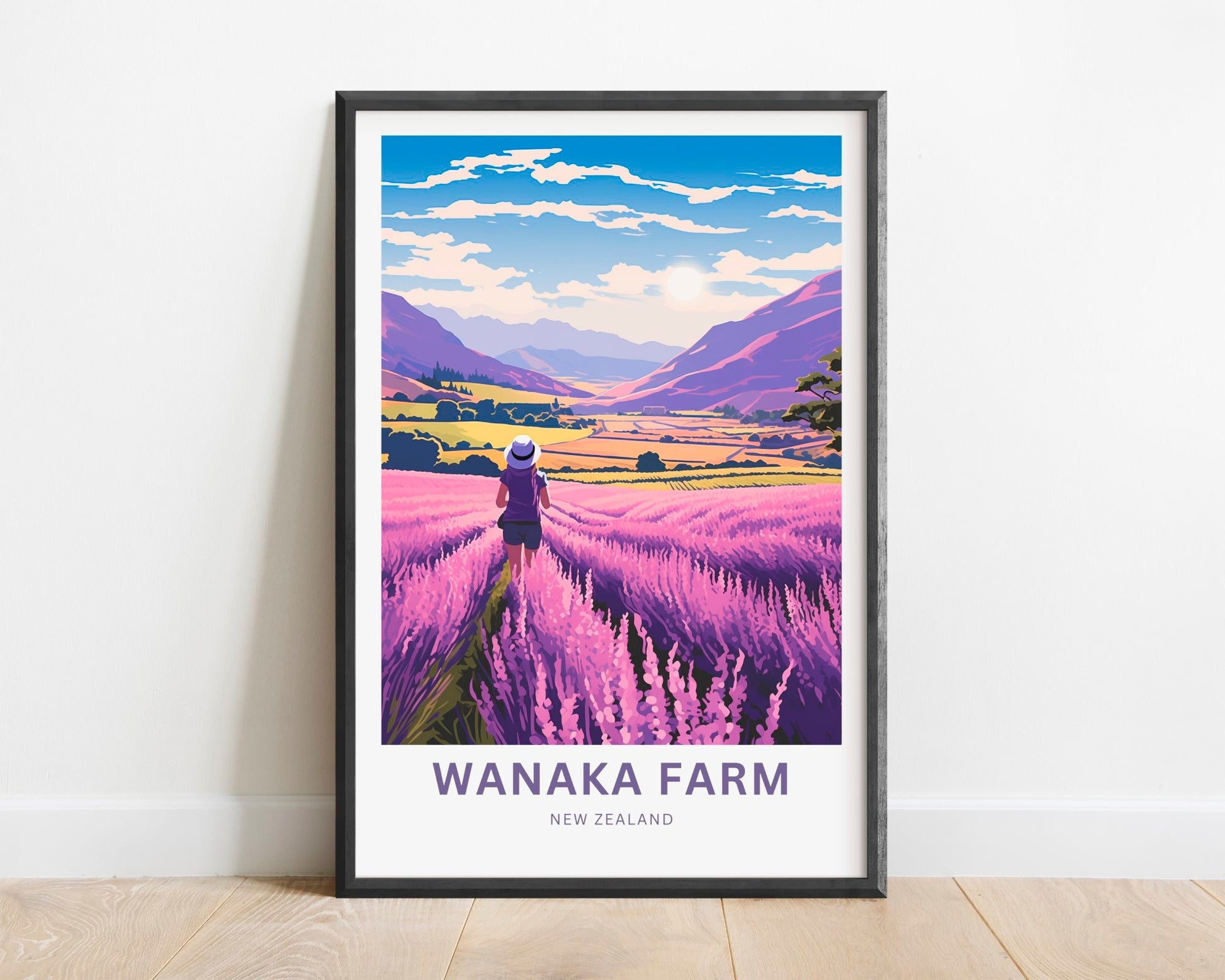 Wanaka Farm Travel Print - Wanaka Farm poster, New Zealand Wall Art, Framed present, Gift New Zealand Present - TravelTreasureCo