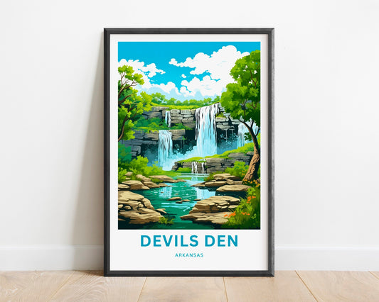 Devil's Den Travel Print - Devils Den poster, Arkansas Wall Art, Framed present, Gift Devil's Den State Park Present, Customized Text - TravelTreasureCo