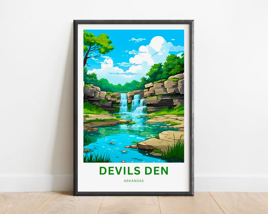 Devil's Den Travel Print - Devils Den poster, Arkansas Wall Art, Framed present, Gift Devil's Den State Park Present, Customized Text - TravelTreasureCo