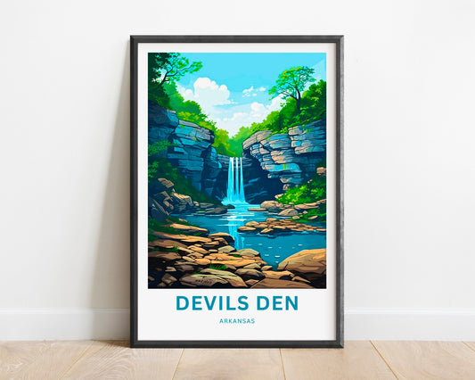 Devil's Den Travel Print - Devils Den poster, Arkansas Wall Art, Framed present, Gift Devil's Den State Park Present, Customized Text - TravelTreasureCo