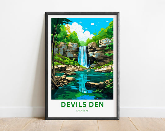 Devil's Den Travel Print - Devils Den poster, Arkansas Wall Art, Framed present, Gift Devil's Den State Park Present, Customized Text - TravelTreasureCo