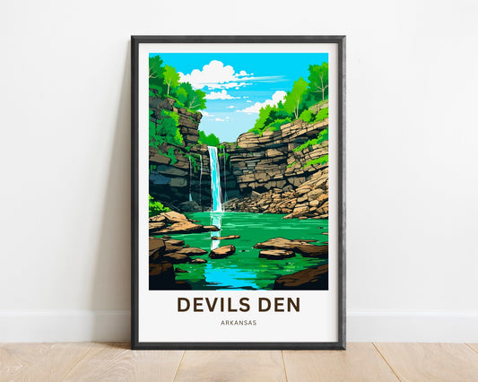 Devil's Den Travel Print - Devils Den poster, Arkansas Wall Art, Framed present, Gift Devil's Den State Park Present, Customized Text - TravelTreasureCo