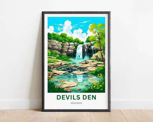 Devil's Den Travel Print - Devils Den poster, Arkansas Wall Art, Framed present, Gift Devil's Den State Park Present, Customized Text - TravelTreasureCo
