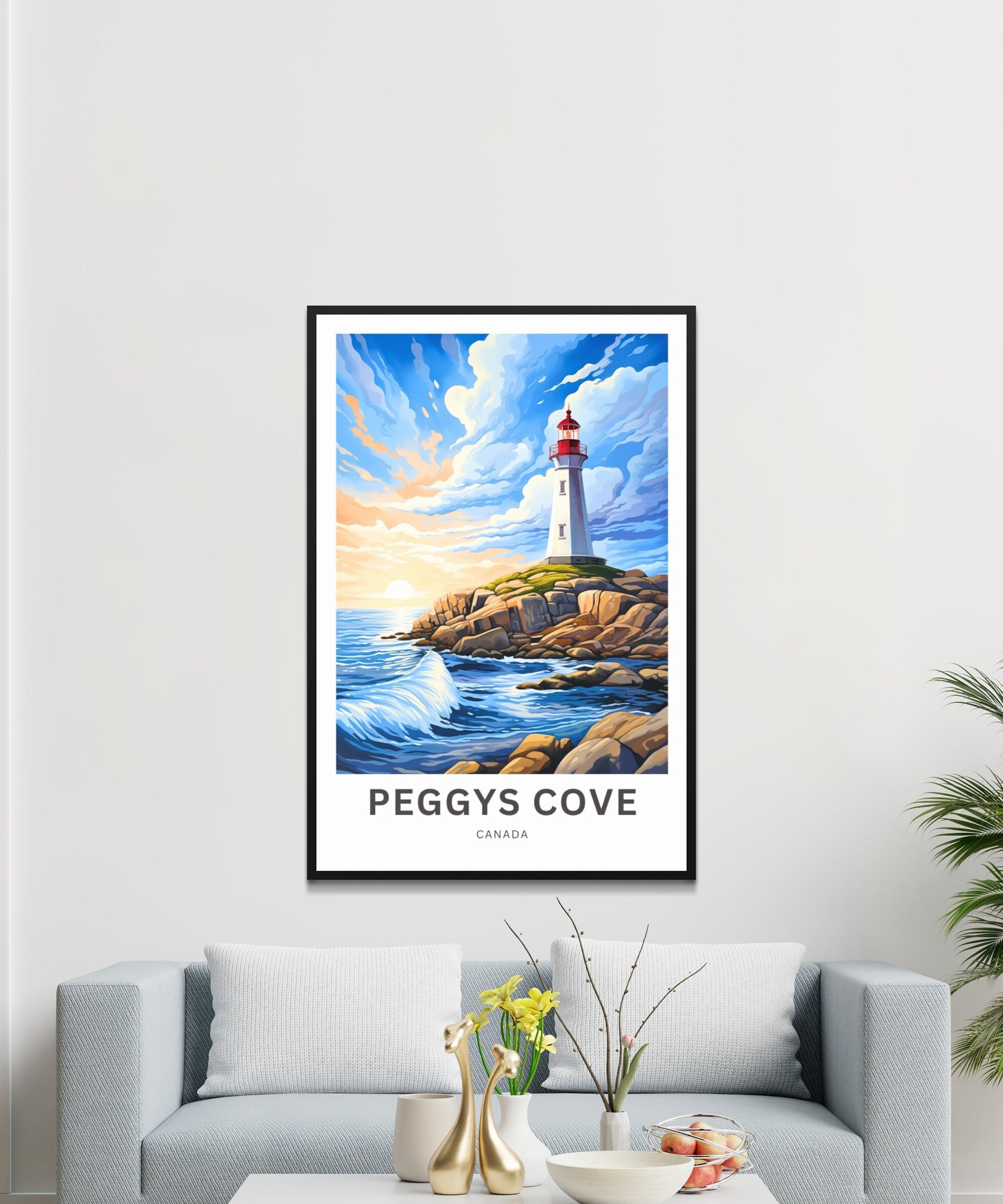 Peggys Cove Travel Print - Peggys Cove poster, Canada Wall Art, Framed present, Gift Canada Present, Customized Your Text - TravelTreasureCo