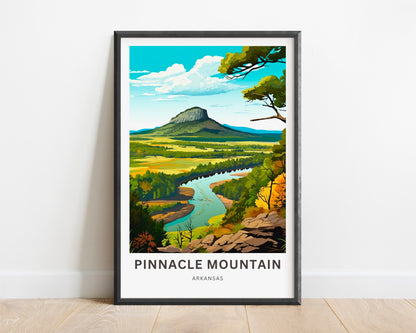 Pinnacle Mountain Travel Print - Pinnacle Mountain poster, Arkansas Wall Art, Framed present, Gift Arkansas Present, Customized Your Text - TravelTreasureCo