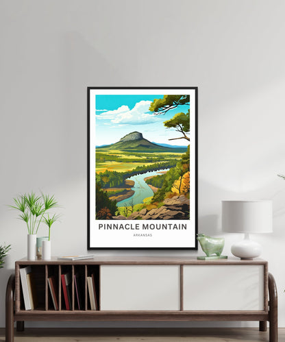 Pinnacle Mountain Travel Print - Pinnacle Mountain poster, Arkansas Wall Art, Framed present, Gift Arkansas Present, Customized Your Text - TravelTreasureCo