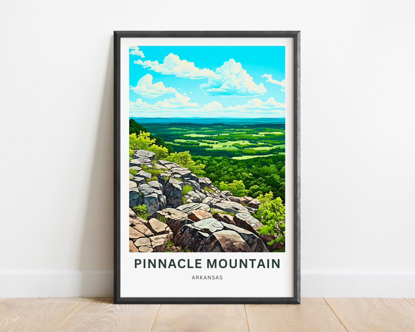 Pinnacle Mountain Travel Print - Pinnacle Mountain poster, Arkansas Wall Art, Framed present, Gift Arkansas Present, Customized Your Text - TravelTreasureCo