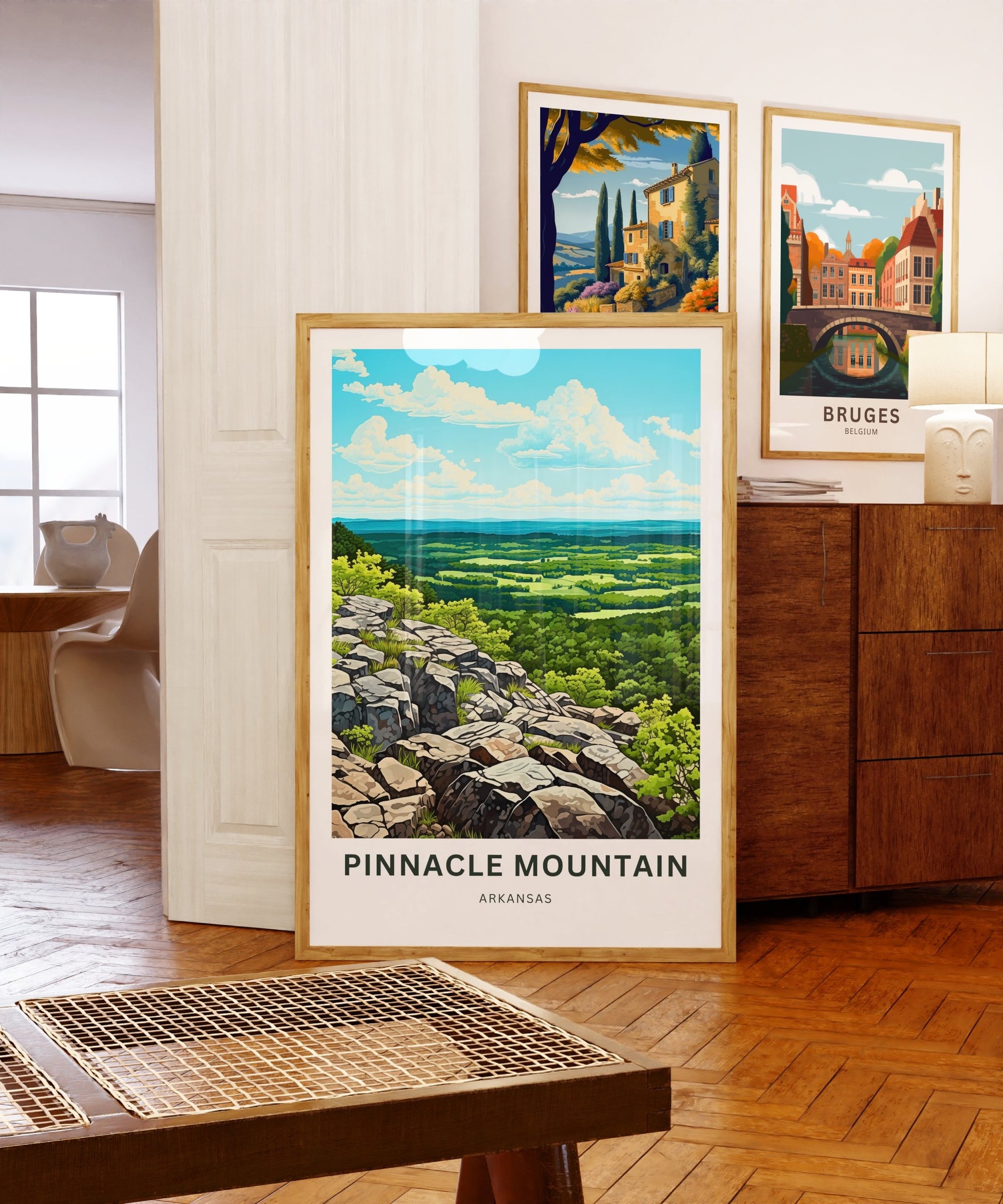 Pinnacle Mountain Travel Print - Pinnacle Mountain poster, Arkansas Wall Art, Framed present, Gift Arkansas Present, Customized Your Text - TravelTreasureCo