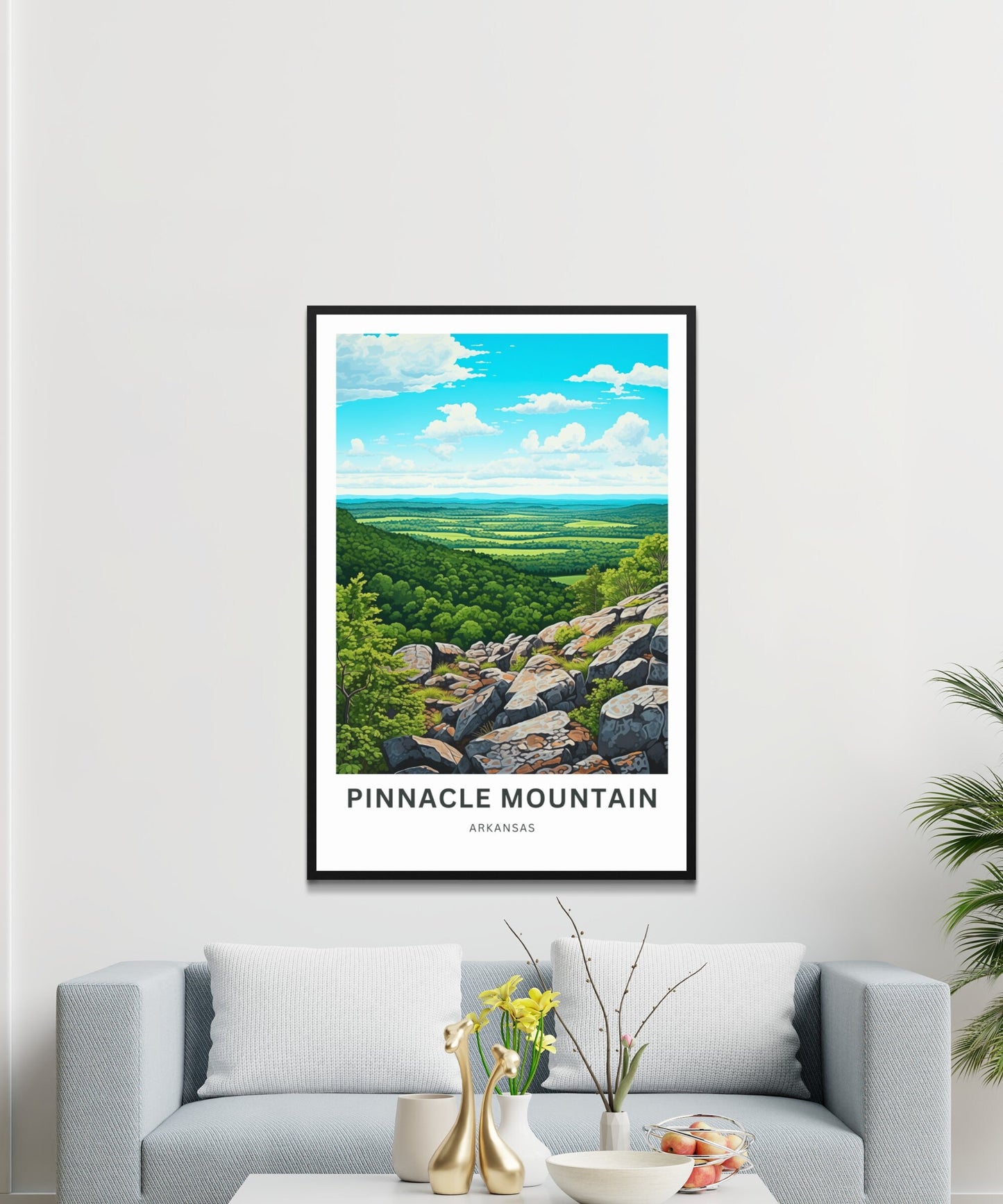 Pinnacle Mountain Travel Print - Pinnacle Mountain poster, Arkansas Wall Art, Framed present, Gift Arkansas Present, Customized Your Text - TravelTreasureCo