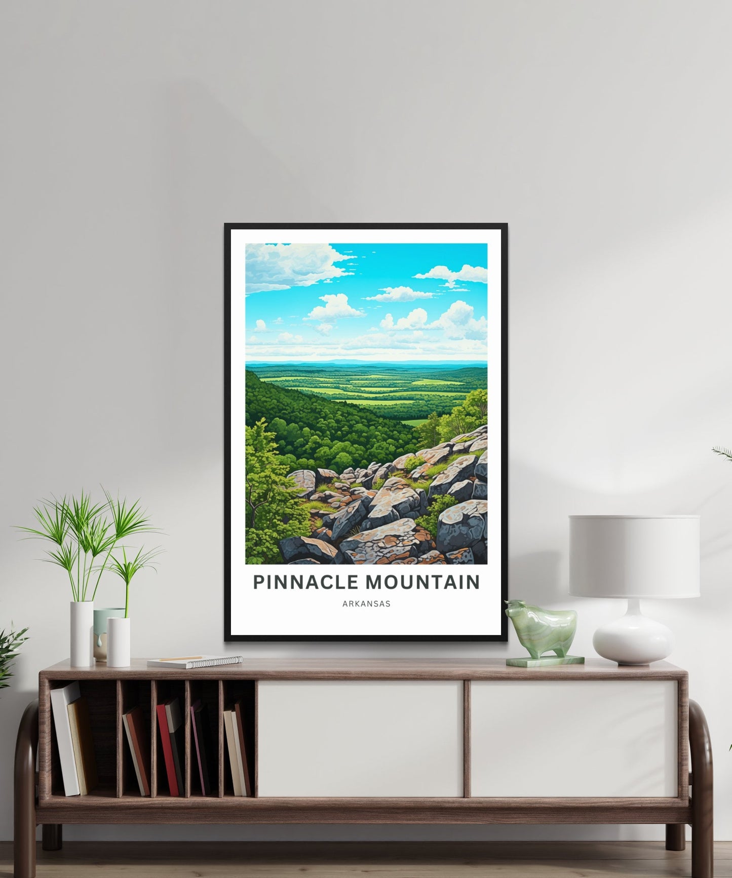 Pinnacle Mountain Travel Print - Pinnacle Mountain poster, Arkansas Wall Art, Framed present, Gift Arkansas Present, Customized Your Text - TravelTreasureCo