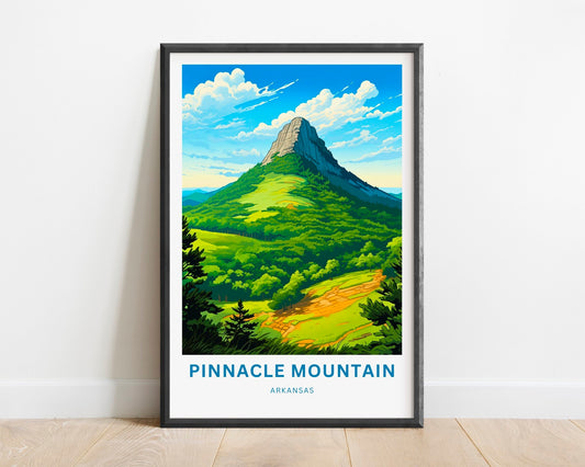 Pinnacle Mountain Travel Print - Pinnacle Mountain poster, Arkansas Wall Art, Framed present, Gift Arkansas Present, Customized Your Text - TravelTreasureCo