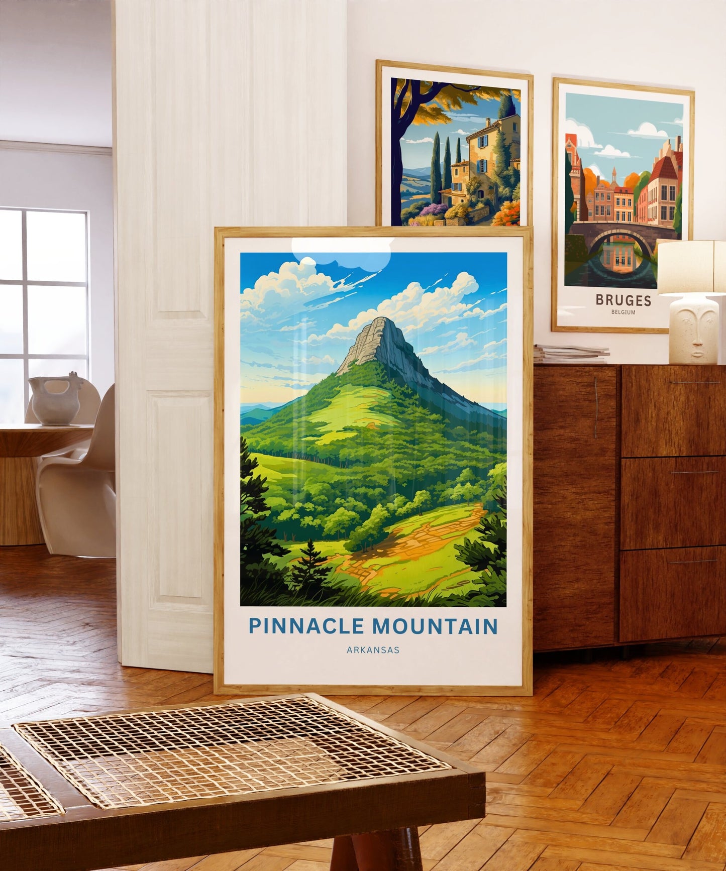 Pinnacle Mountain Travel Print - Pinnacle Mountain poster, Arkansas Wall Art, Framed present, Gift Arkansas Present, Customized Your Text - TravelTreasureCo