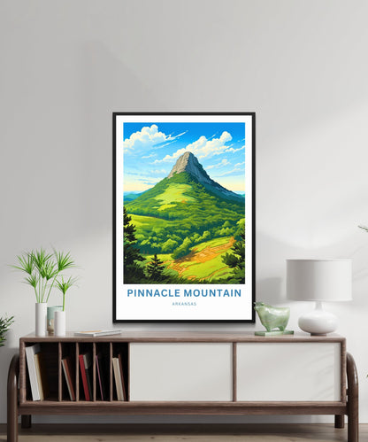 Pinnacle Mountain Travel Print - Pinnacle Mountain poster, Arkansas Wall Art, Framed present, Gift Arkansas Present, Customized Your Text - TravelTreasureCo