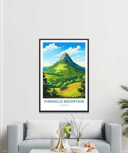 Pinnacle Mountain Travel Print - Pinnacle Mountain poster, Arkansas Wall Art, Framed present, Gift Arkansas Present, Customized Your Text - TravelTreasureCo