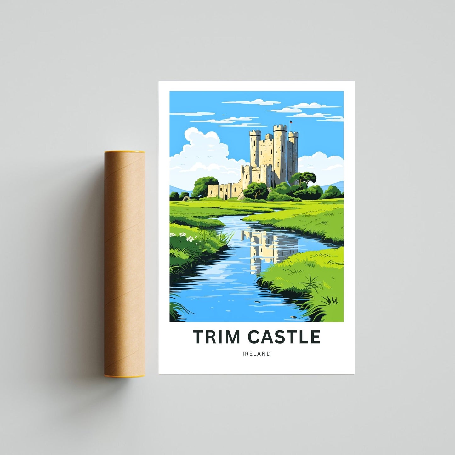 Trim Castle Travel Print - Trim Castle poster, Ireland Wall Art, Framed present, Gift Ireland Present, Customize Your Text - TravelTreasureCo