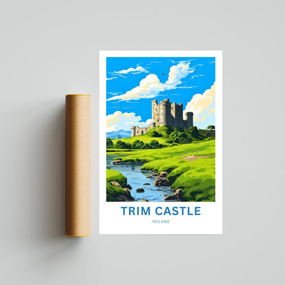 Trim Castle Travel Print - Trim Castle poster, Ireland Wall Art, Framed present, Gift Ireland Present, Customize Your Text - TravelTreasureCo