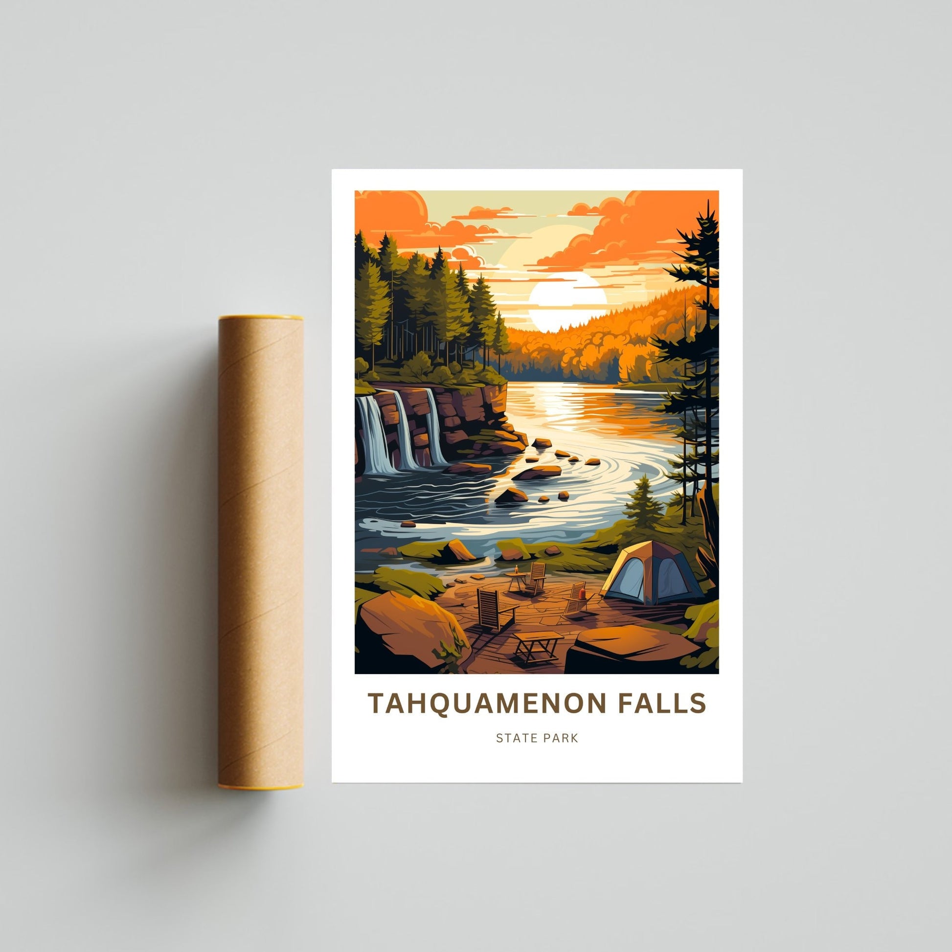 Tahquamenon Falls Travel Print - Tahquamenon Falls State Park poster, Michigan Wall Art, Framed present, Gift Michigan Present - TravelTreasureCo