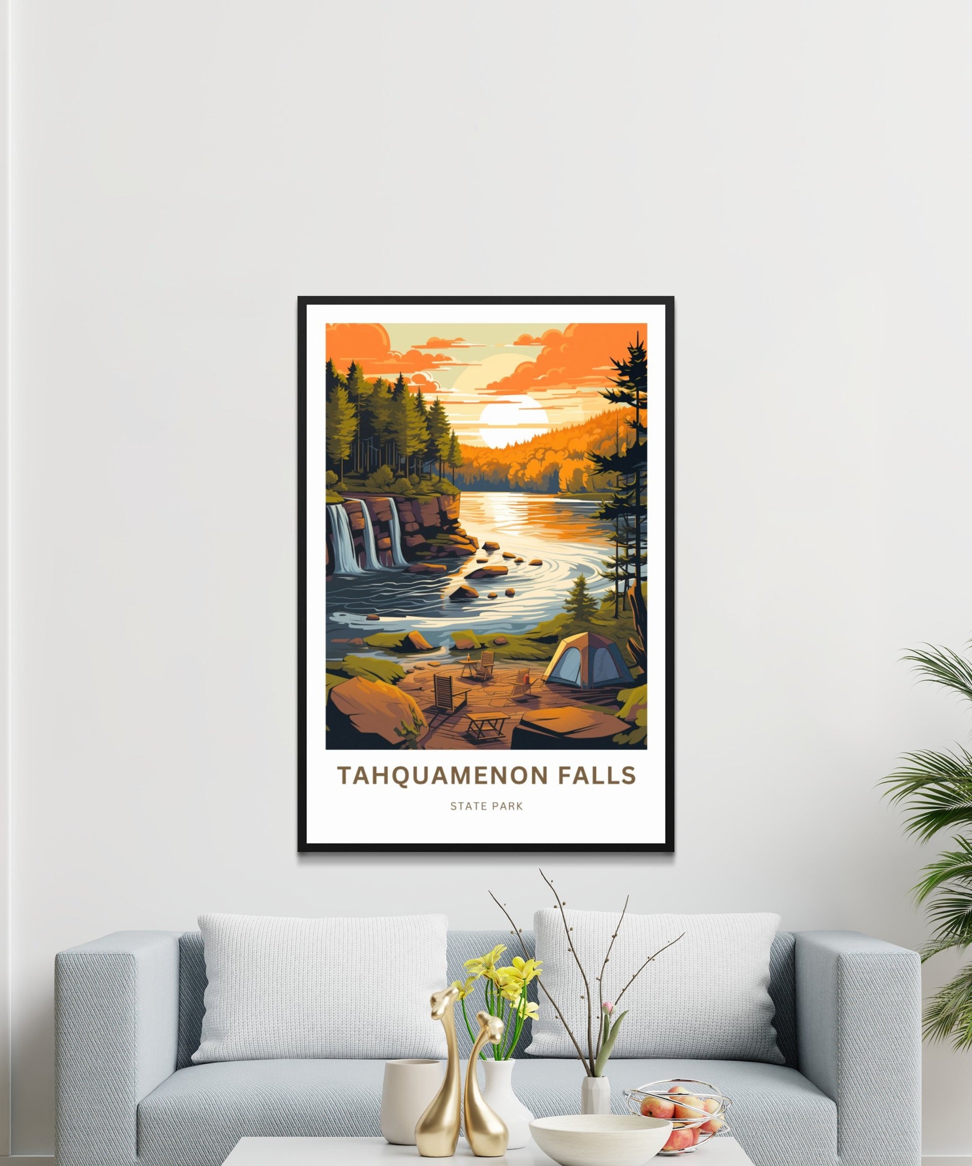 Tahquamenon Falls Travel Print - Tahquamenon Falls State Park poster, Michigan Wall Art, Framed present, Gift Michigan Present - TravelTreasureCo