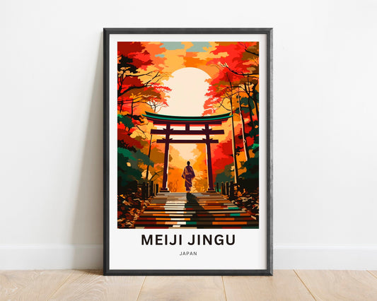 Meiji Jingu Travel Print - Meiji Jingu poster, Japan Wall Art, Framed present, Gift Japan Present Decor, Custom Text - TravelTreasureCo