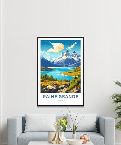 Paine Grande Travel Print - Paine Grannde poster, Torres Del Paine Wall Art, Framed present, Gift Chile Present - TravelTreasureCo