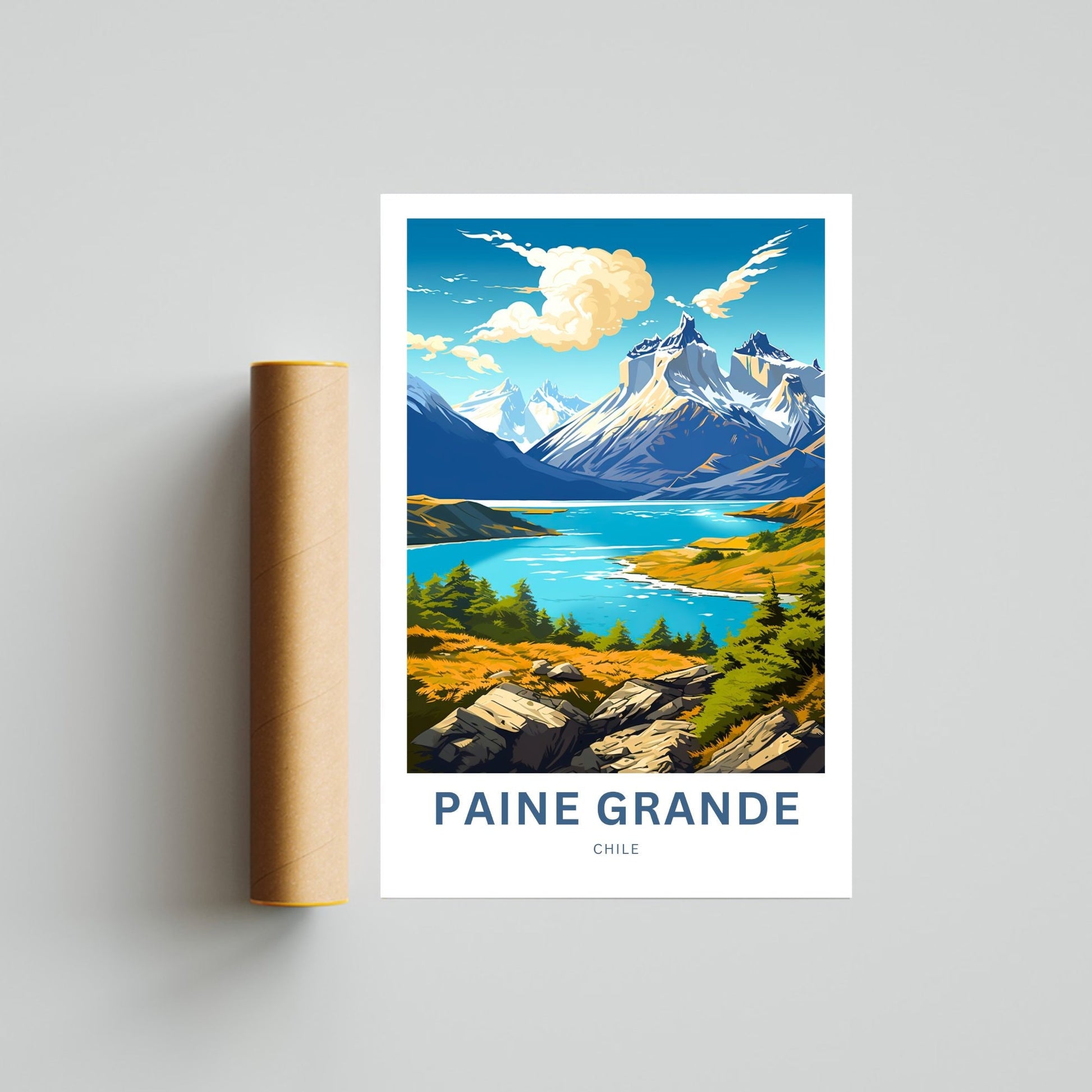 Paine Grande Travel Print - Paine Grannde poster, Torres Del Paine Wall Art, Framed present, Gift Chile Present - TravelTreasureCo