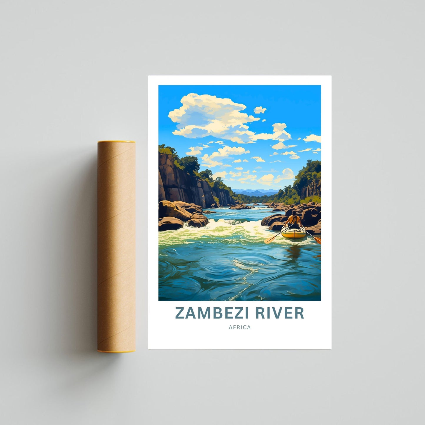 Zambezi River Travel Print - Zambezi River poster, Africa Wall Art, Framed present, Gift Africa Present - TravelTreasureCo