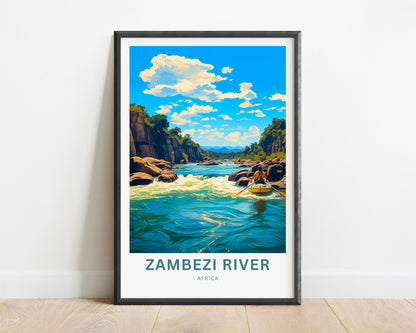 Zambezi River Travel Print - Zambezi River poster, Africa Wall Art, Framed present, Gift Africa Present - TravelTreasureCo