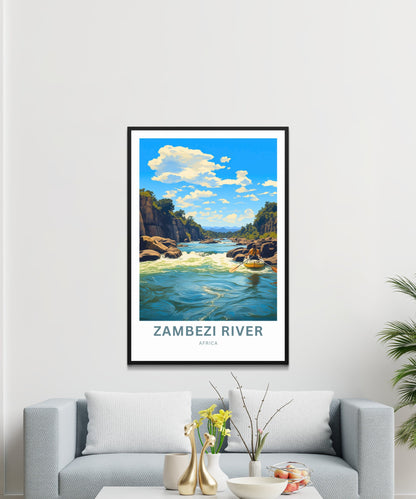 Zambezi River Travel Print - Zambezi River poster, Africa Wall Art, Framed present, Gift Africa Present - TravelTreasureCo