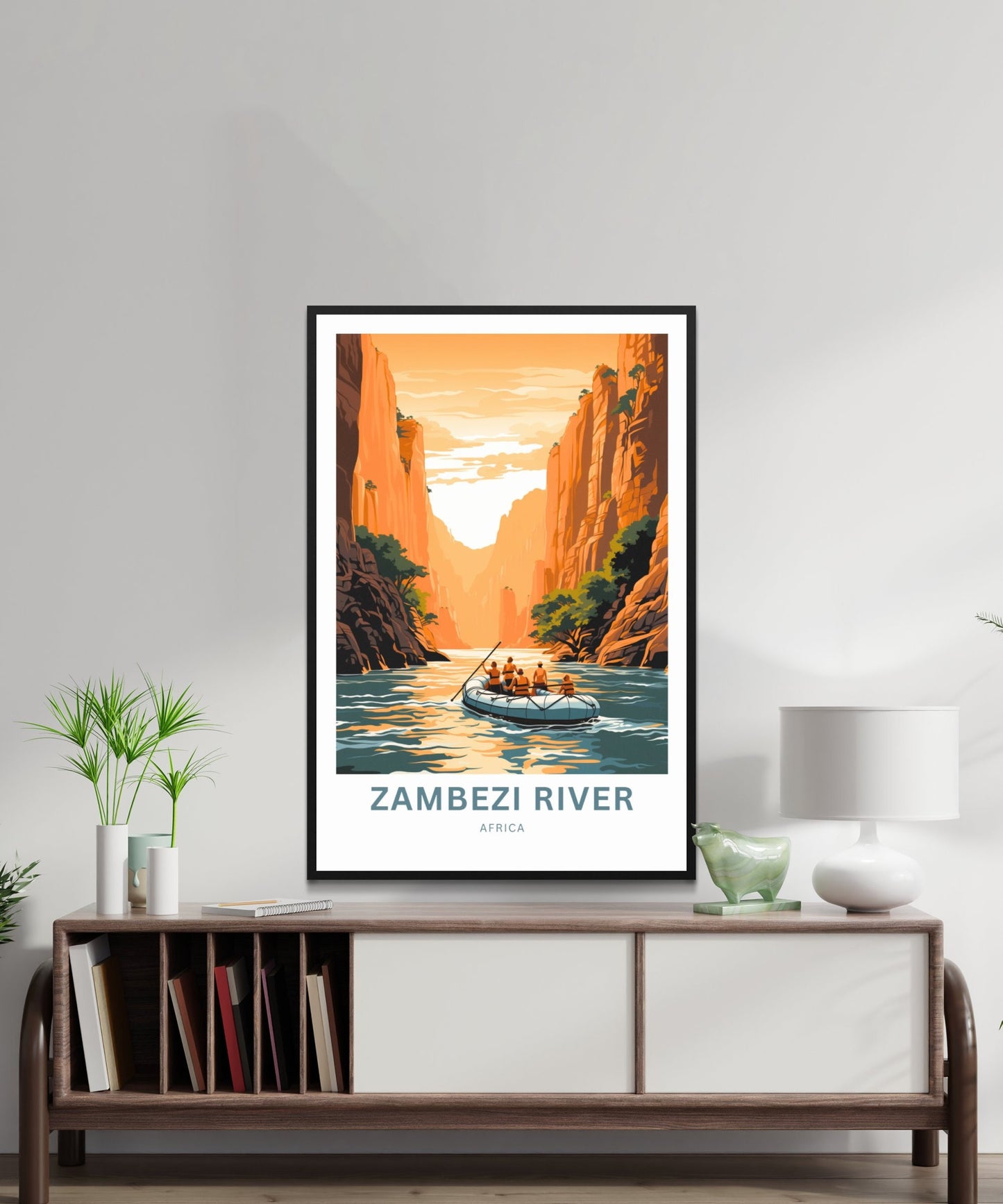 Zambezi River Travel Print - Zambezi River poster, Africa Wall Art, Framed present, Gift Africa Present - TravelTreasureCo