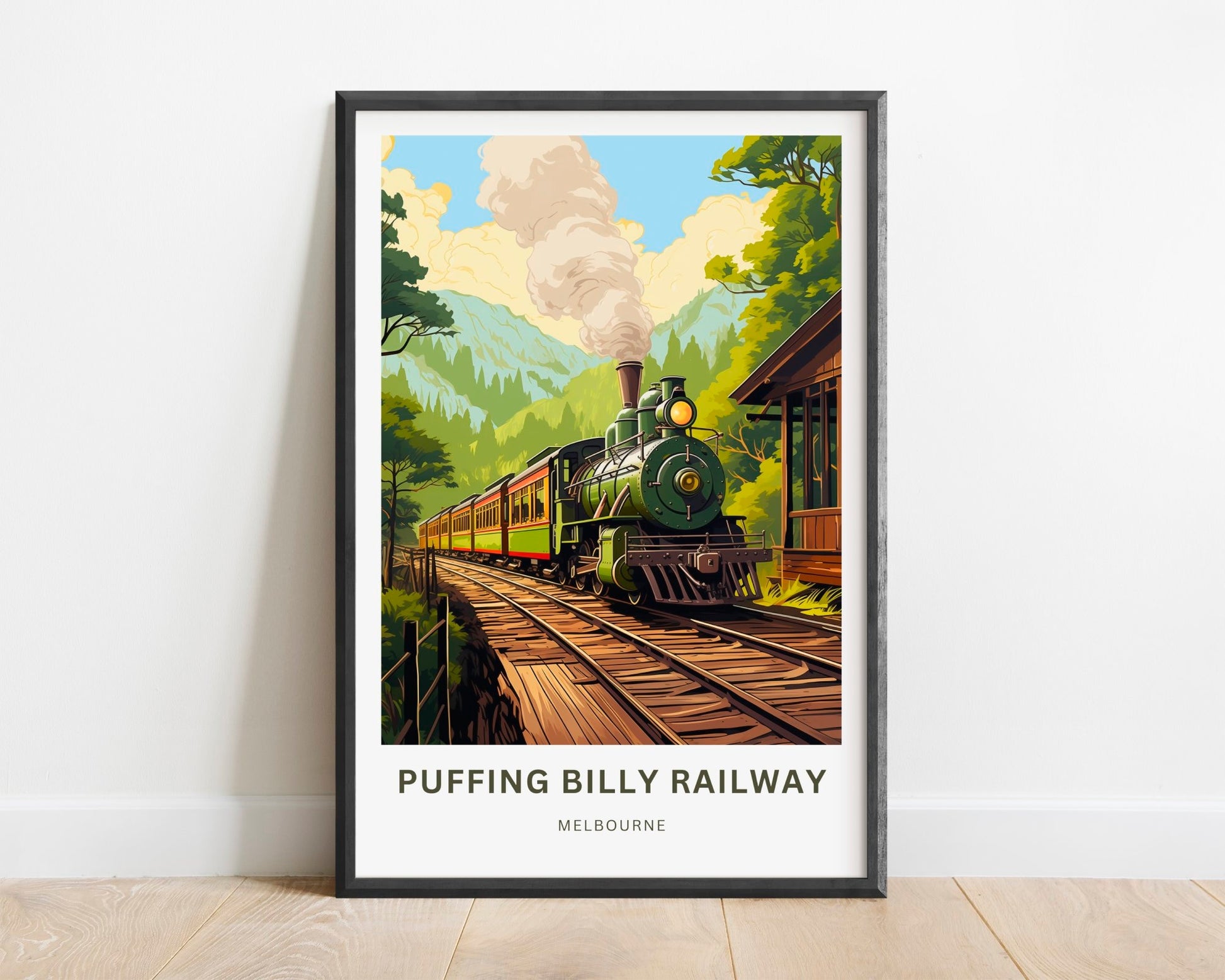 Puffing Billy Railway Travel Print - Puffing Billy Railway poster, Melbourne Wall Art, Framed present, Gift Australia Present - TravelTreasureCo