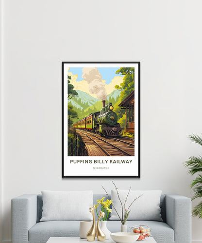 Puffing Billy Railway Travel Print - Puffing Billy Railway poster, Melbourne Wall Art, Framed present, Gift Australia Present - TravelTreasureCo