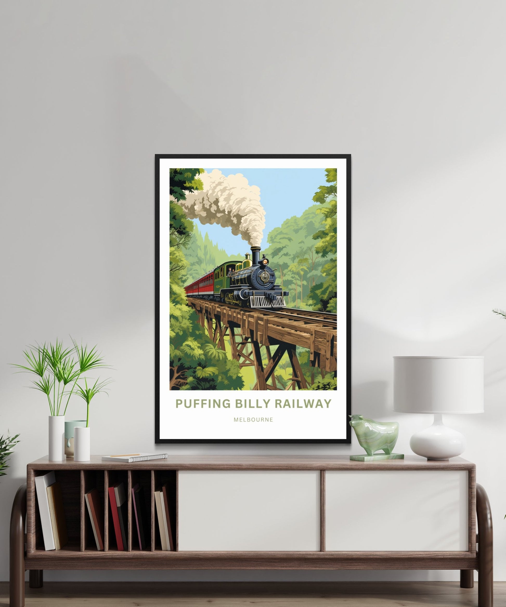 Puffing Billy Railway Travel Print - Puffing Billy Railway poster, Melbourne Wall Art, Framed present, Gift Australia Present - TravelTreasureCo