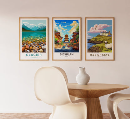 Sichuan Travel Print - Sichuan poster, China Wall Art, Framed present, Gift China Valley Present, Custom Text - TravelTreasureCo