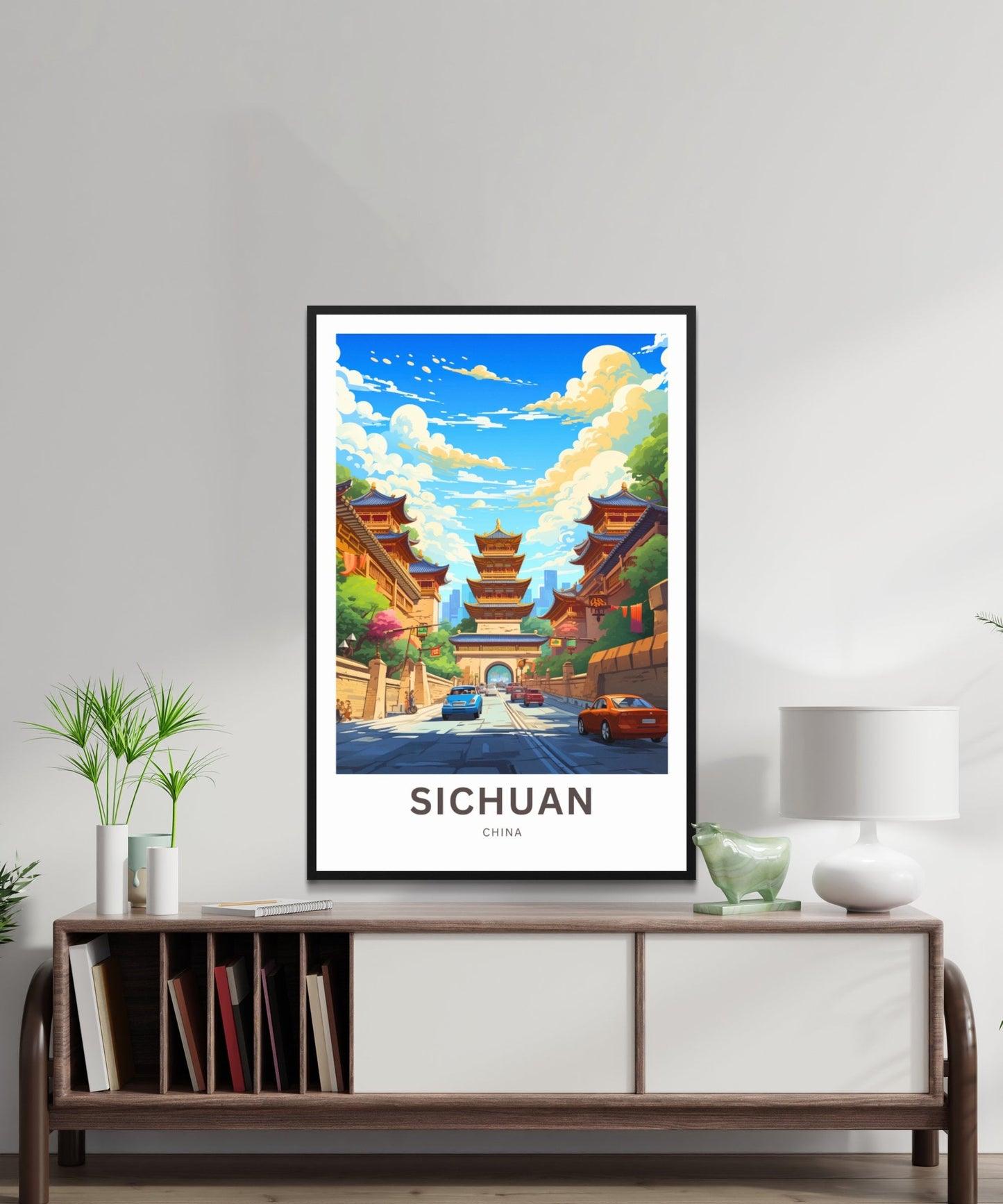 Sichuan Travel Print - Sichuan poster, China Wall Art, Framed present, Gift China Valley Present, Custom Text - TravelTreasureCo