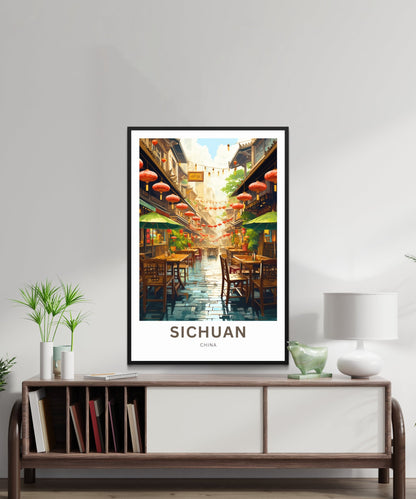 Sichuan Travel Print - Sichuan poster, China Wall Art, Framed present, Gift China Valley Present, Custom Text - TravelTreasureCo