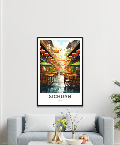 Sichuan Travel Print - Sichuan poster, China Wall Art, Framed present, Gift China Valley Present, Custom Text - TravelTreasureCo