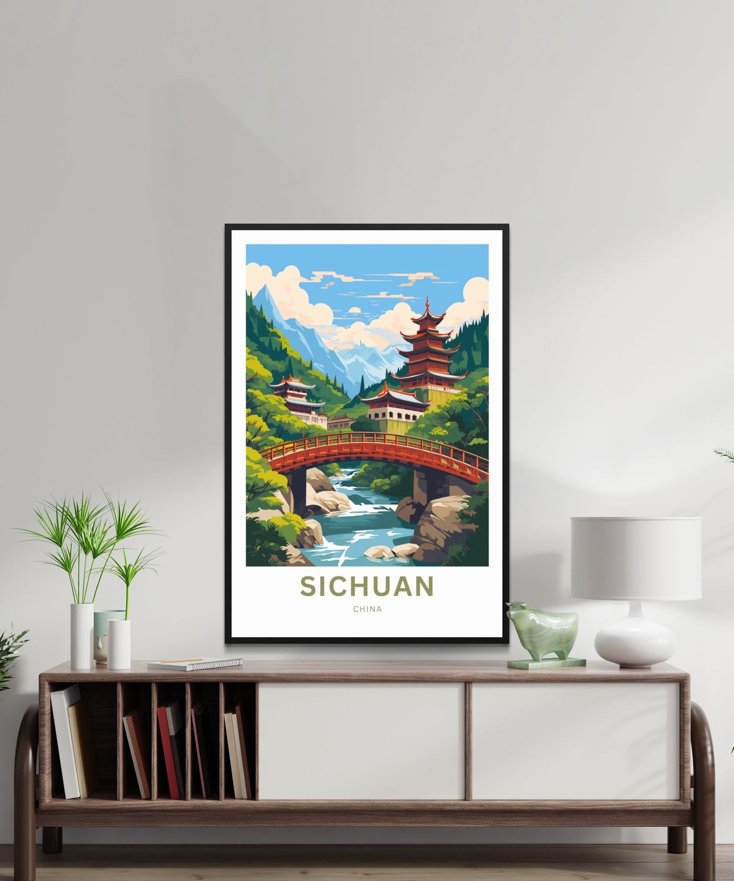 Sichuan Travel Print - Sichuan poster, China Wall Art, Framed present, Gift China Valley Present, Custom Text - TravelTreasureCo