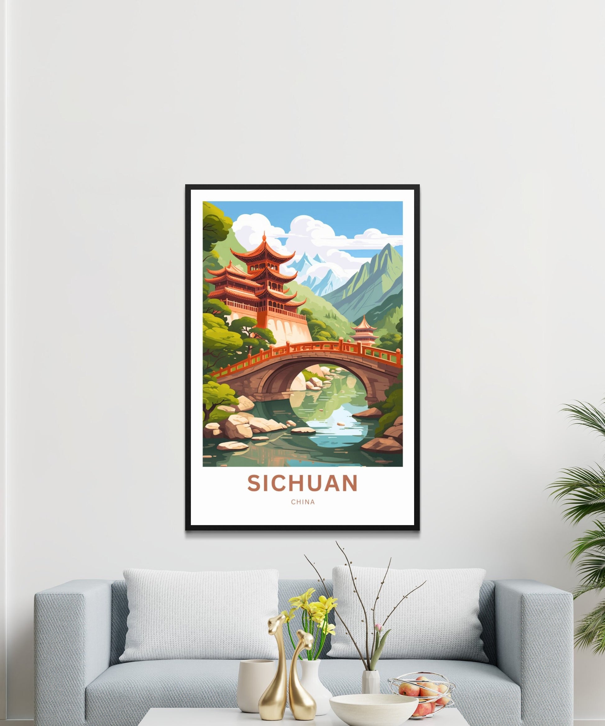 Sichuan Travel Print - Sichuan poster, China Wall Art, Framed present, Gift China Valley Present, Custom Text - TravelTreasureCo