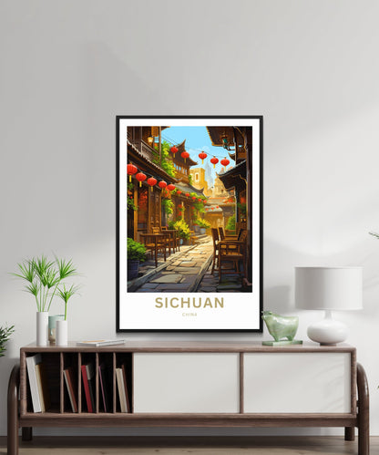 Sichuan Travel Print - Sichuan poster, China Wall Art, Framed present, Gift China Valley Present, Custom Text - TravelTreasureCo