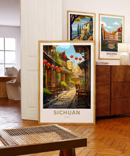 Sichuan Travel Print - Sichuan poster, China Wall Art, Framed present, Gift China Valley Present, Custom Text - TravelTreasureCo