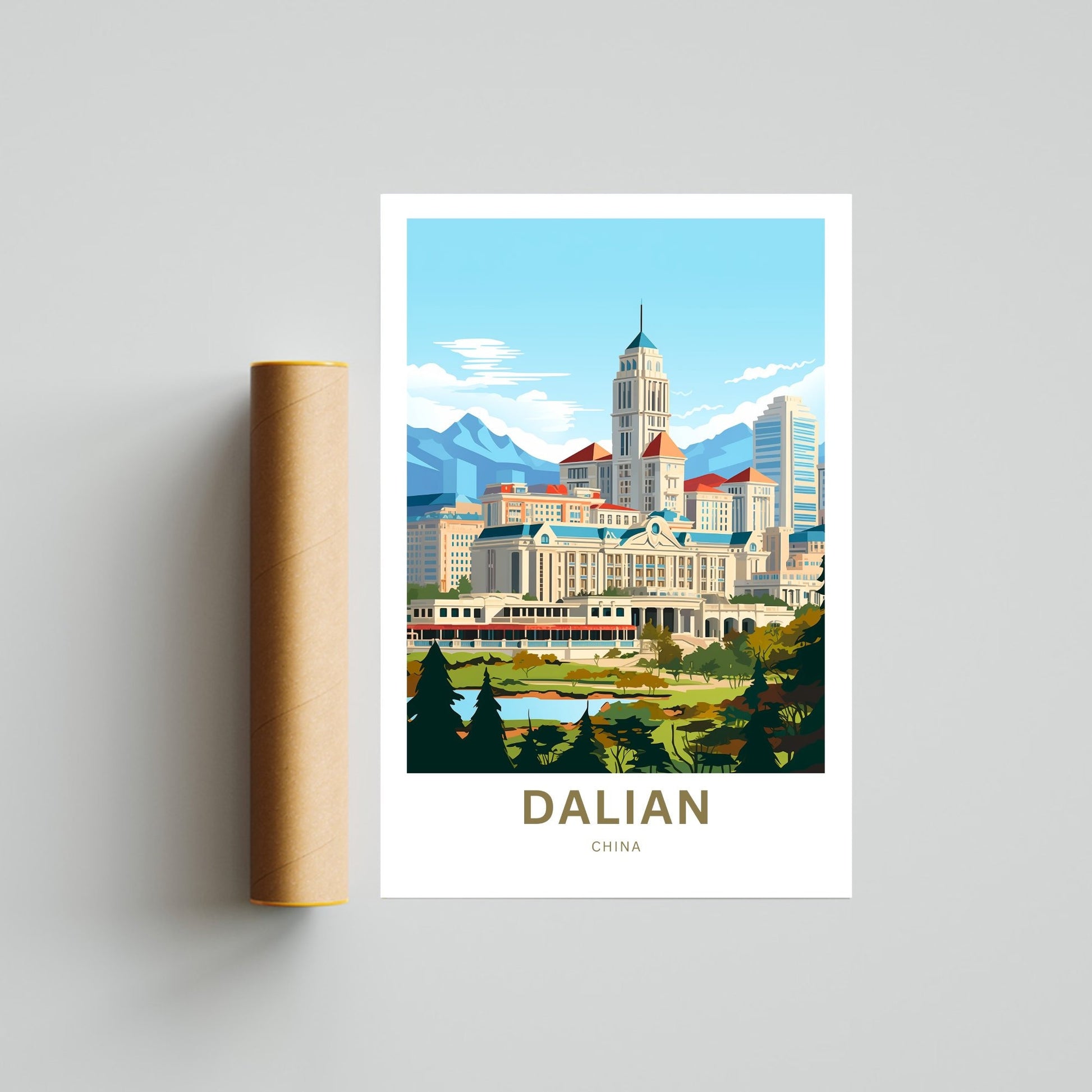 Dalian Travel Print - Dalian poster, China Wall Art, Framed present, Gift China Valley Present, Custom Text - TravelTreasureCo