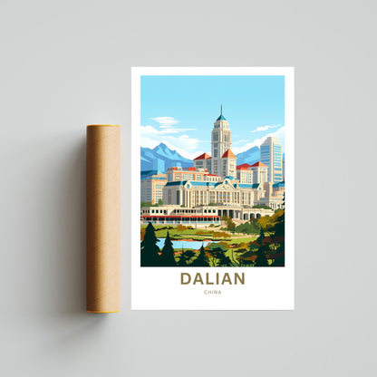 Dalian Travel Print - Dalian poster, China Wall Art, Framed present, Gift China Valley Present, Custom Text - TravelTreasureCo