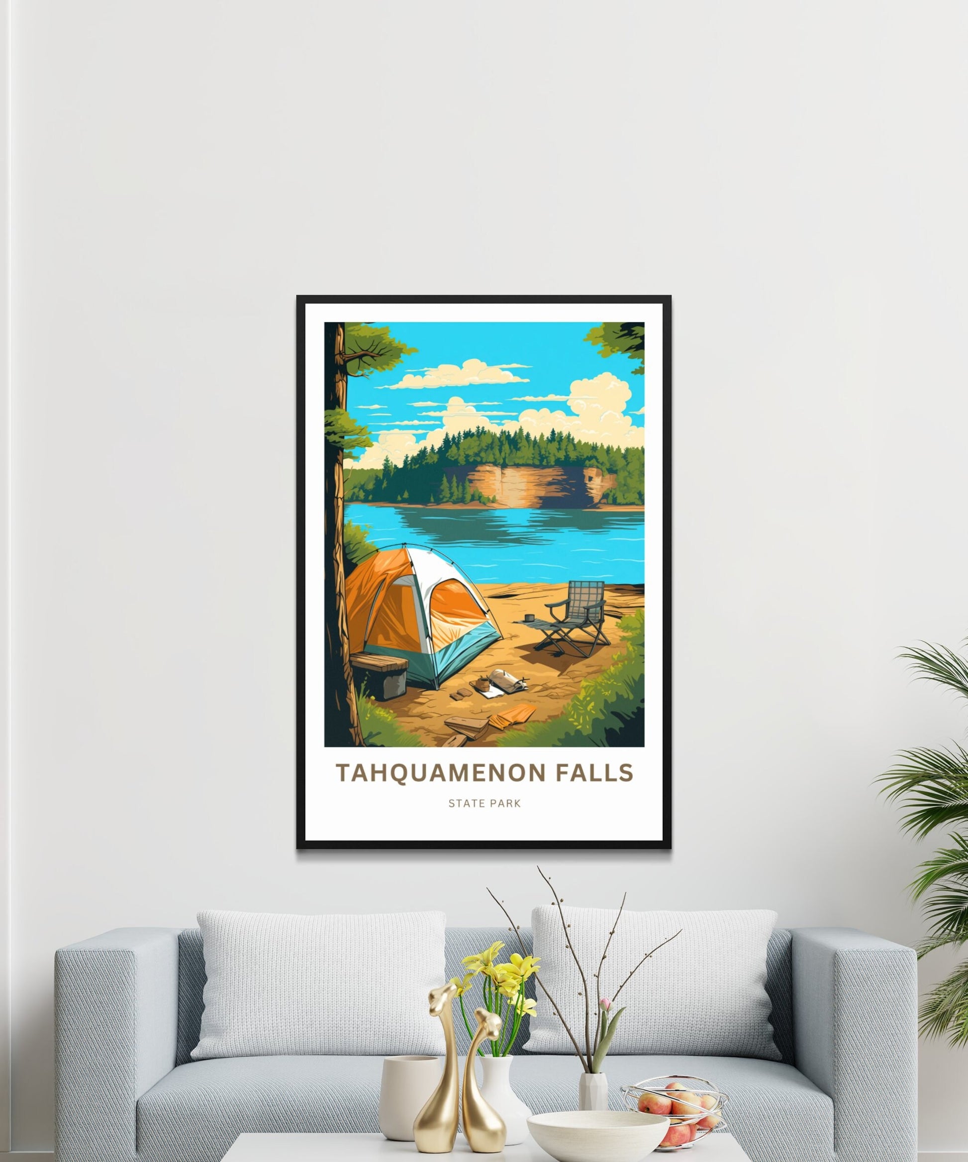 Tahquamenon Falls Travel Print - Tahquamenon Falls State Park poster, Michigan Wall Art, Framed present, Gift Michigan Present - TravelTreasureCo