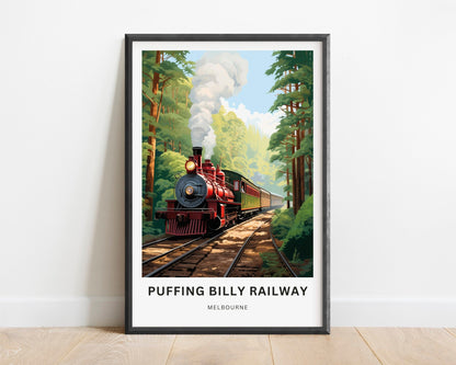 Puffing Billy Railway Travel Print - Puffing Billy Railway poster, Melbourne Wall Art, Framed present, Gift Australia Present - TravelTreasureCo