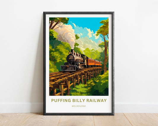 Puffing Billy Railway Travel Print - Puffing Billy Railway poster, Melbourne Wall Art, Framed present, Gift Australia Present - TravelTreasureCo