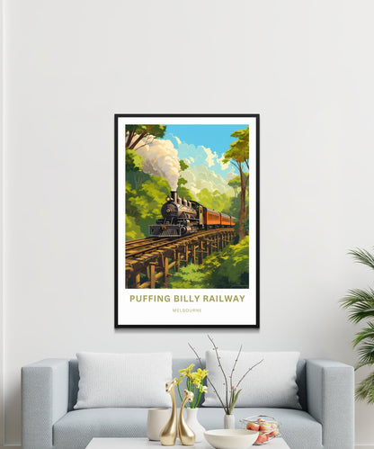 Puffing Billy Railway Travel Print - Puffing Billy Railway poster, Melbourne Wall Art, Framed present, Gift Australia Present - TravelTreasureCo