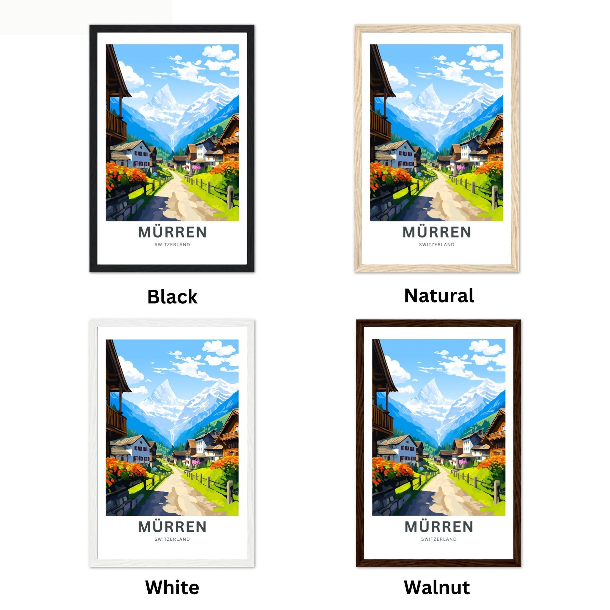 Mürren Travel Print - Mürren poster, Switzerland Wall Art, Framed present, Gift Switzerland Present - TravelTreasureCo