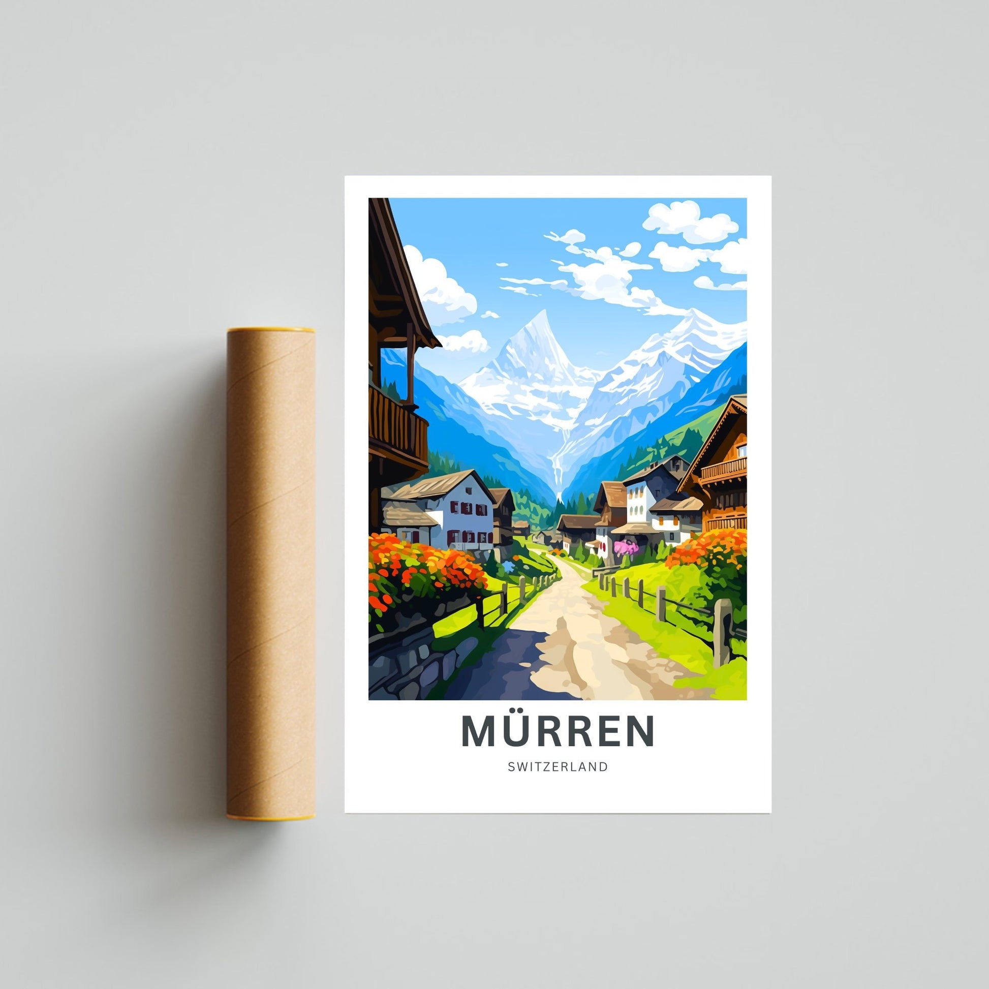 Mürren Travel Print - Mürren poster, Switzerland Wall Art, Framed present, Gift Switzerland Present - TravelTreasureCo